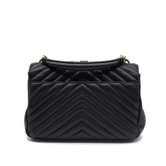 Saint Laurent Matelasse Monogram Medium College Black Leather Shoulder Bag YSL - Picture 6 of 12